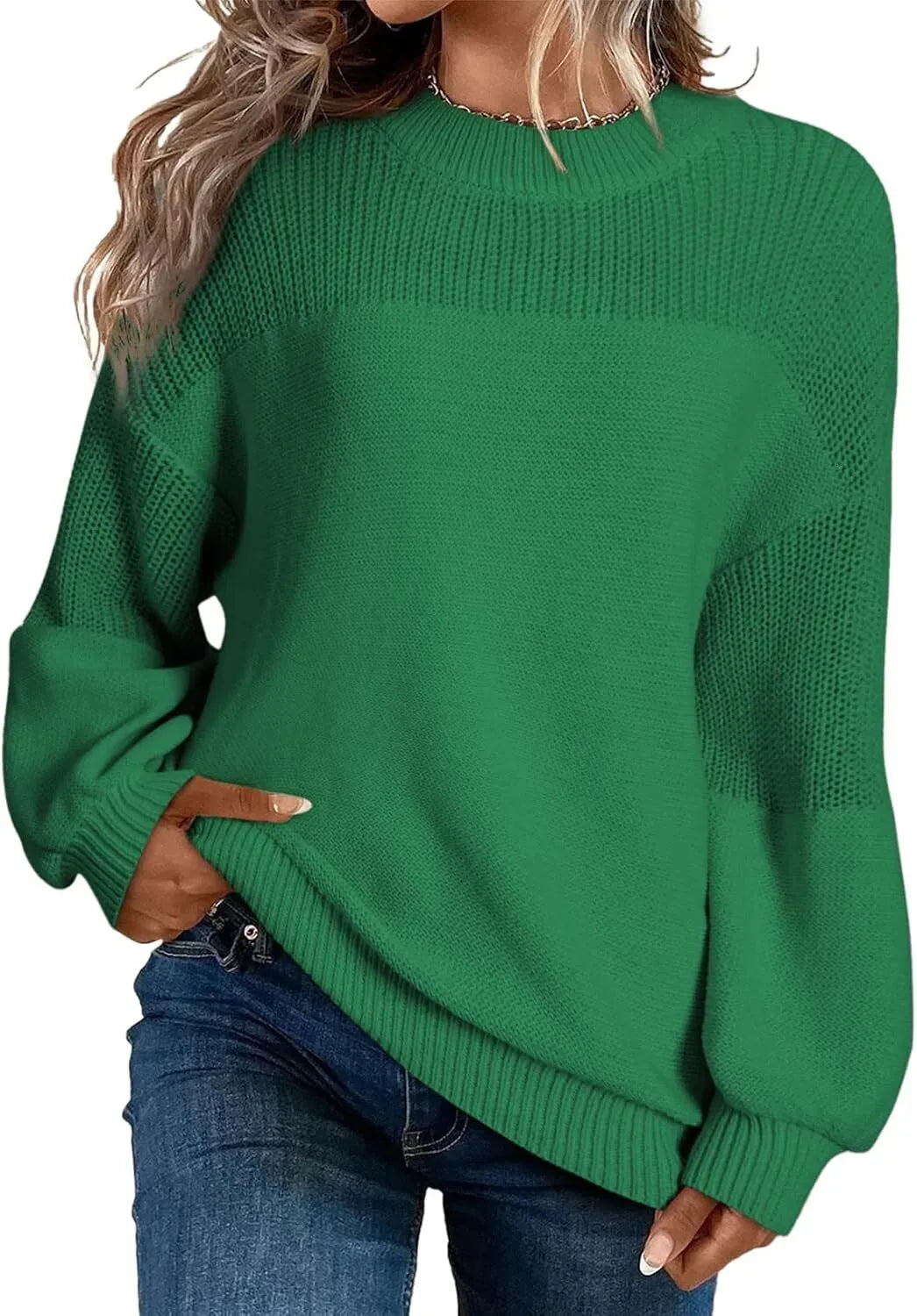 Levoire | Pull en tricot pour femmes Pull surdimensionné doux dans un style minimaliste Vert