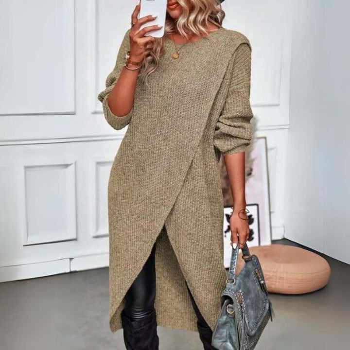 Levoire | Pull Élégant Et Long Kaki