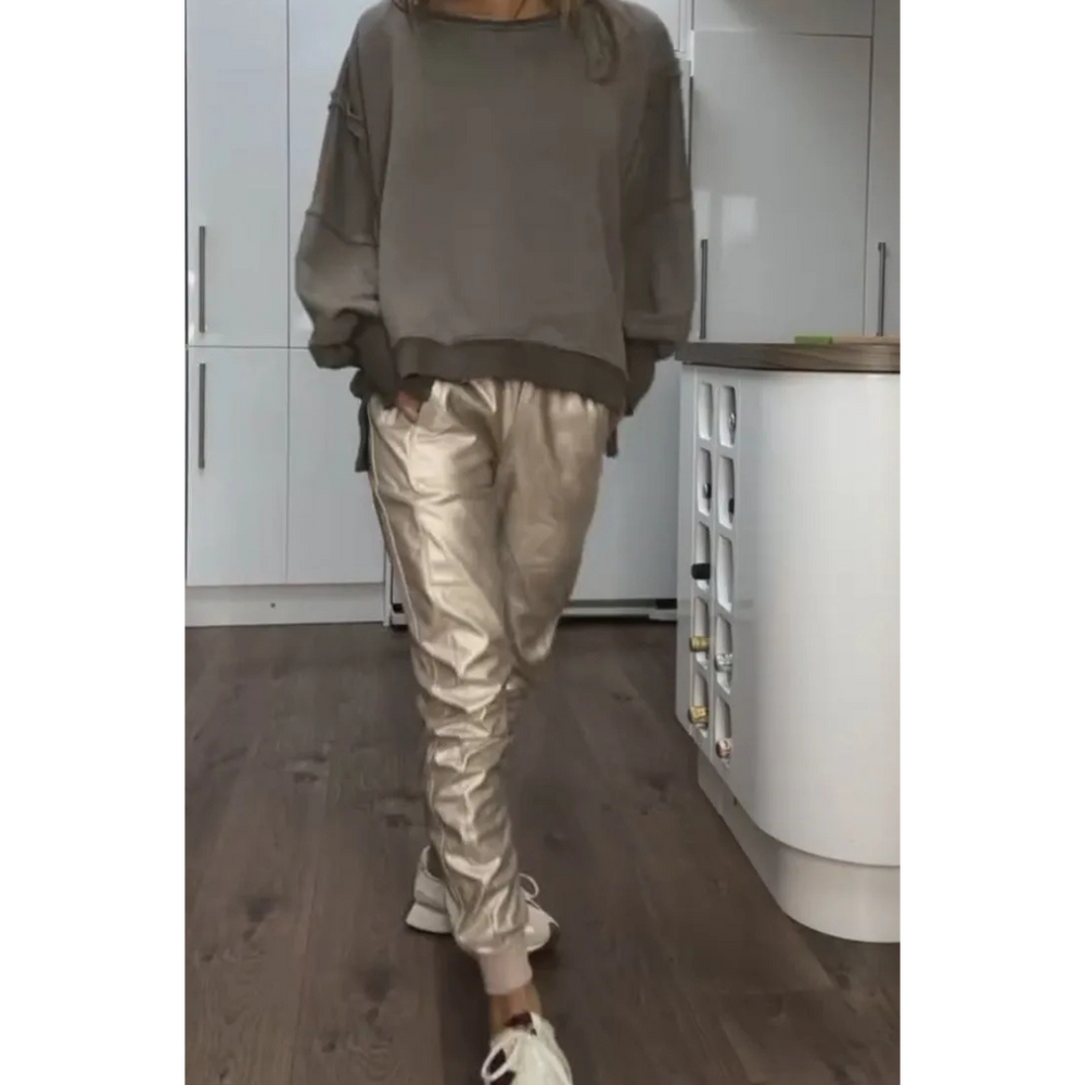 Levoire | Lssiges Rond Cou Set Femmes Pantalon Cuir Vert armée