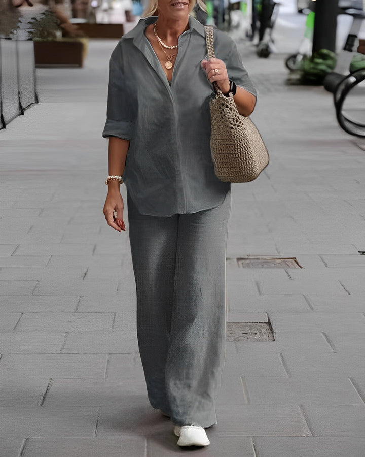Levoire | Pantalon En Lin Détendu Avec Une Coupe Aérée Pour Femmes Gris