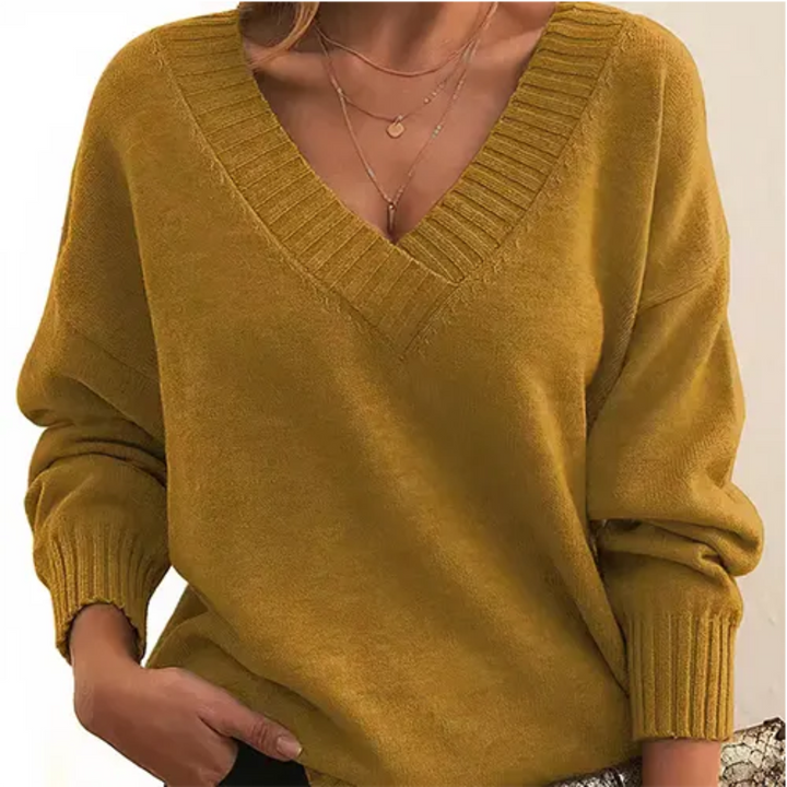 Levoire | Pull V à col en V pour femmes Jaune
