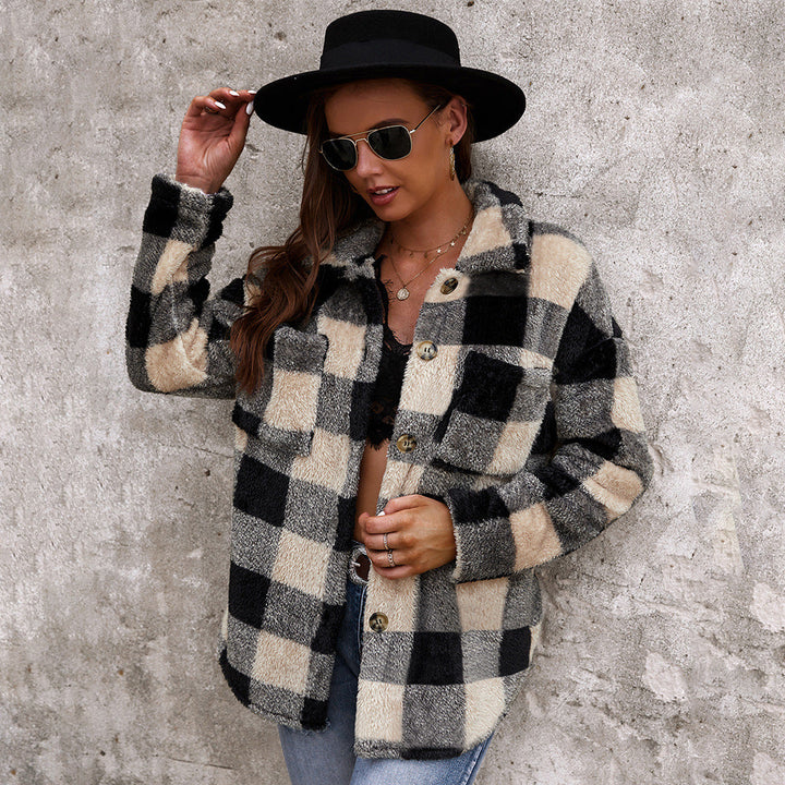 Levoire | VESTE EN FOURRURE KARIERTER Khaki