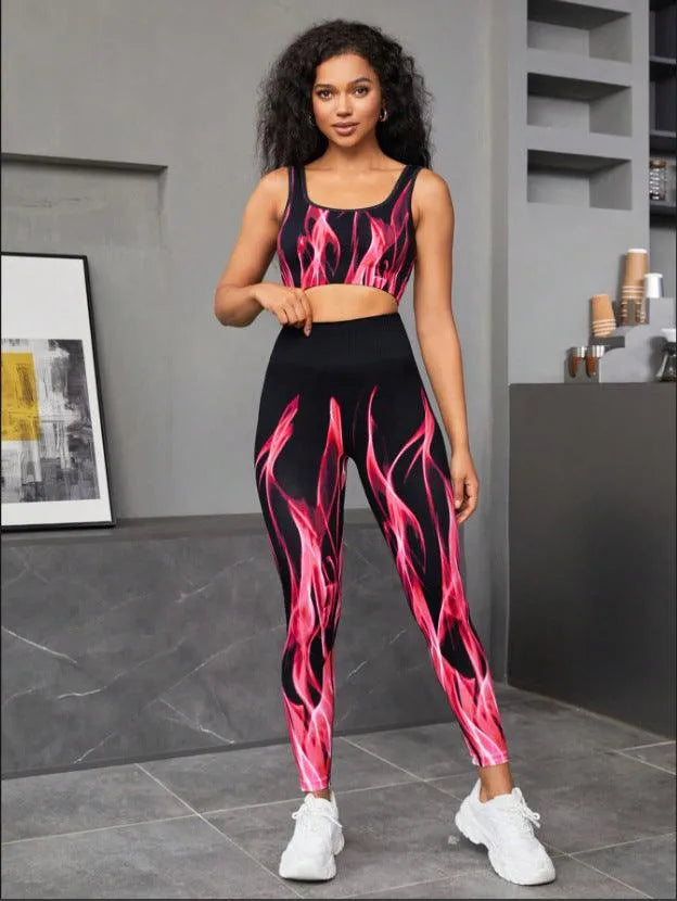 Levoire | Haut et pantalons avec soutien-gorge de sport à élastique haut avec dégradé de couleur