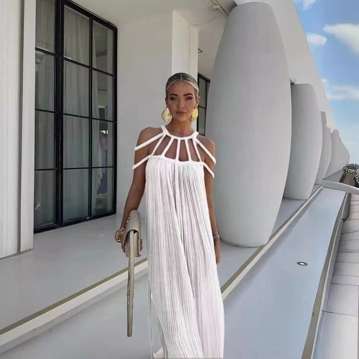 Levoire | Robe Longue En Tissu Fluide Blanc Taille 34-46
