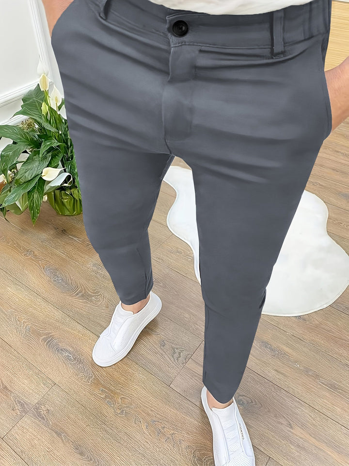 Levoire | Skinny Fit Pantalons Pour Hommes Avec Détails Zippés En Couleur Unie gris