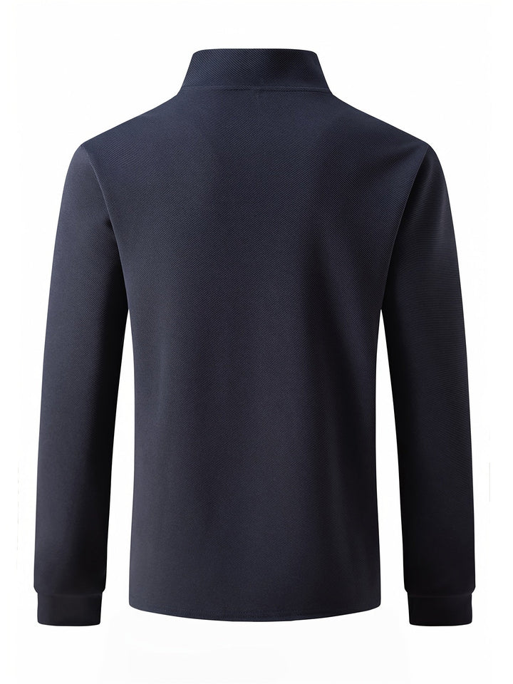 Levoire | T-Shirt Uni Pour Homme À Manches Longues Et Col Zippé