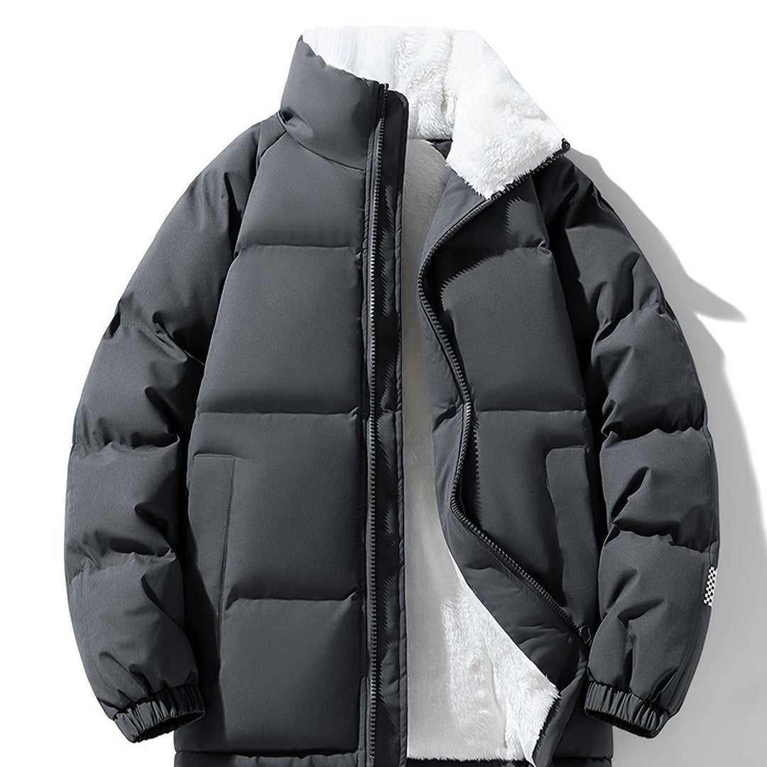 Levoire | Veste matelassée à capuche à fermeture éclair à manches longues gris foncé