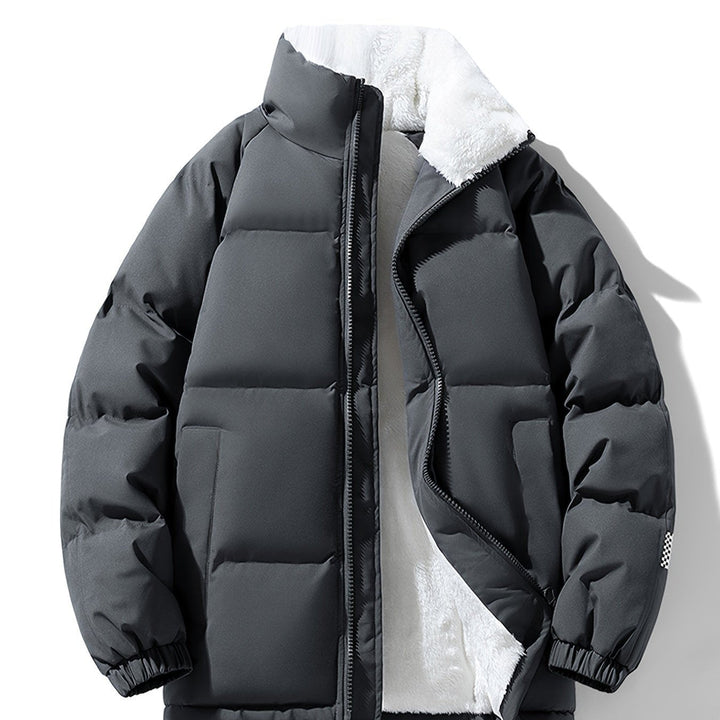 Levoire | Veste matelassée à capuche à fermeture éclair à manches longues gris foncé