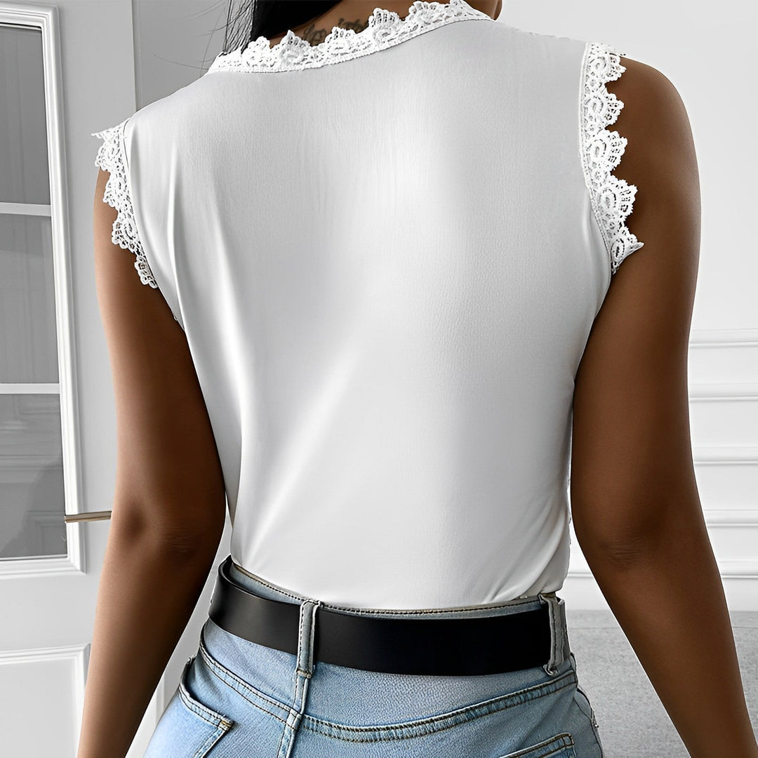 Levoire | Blouse Sans Manches Décorée Avec Col Rond