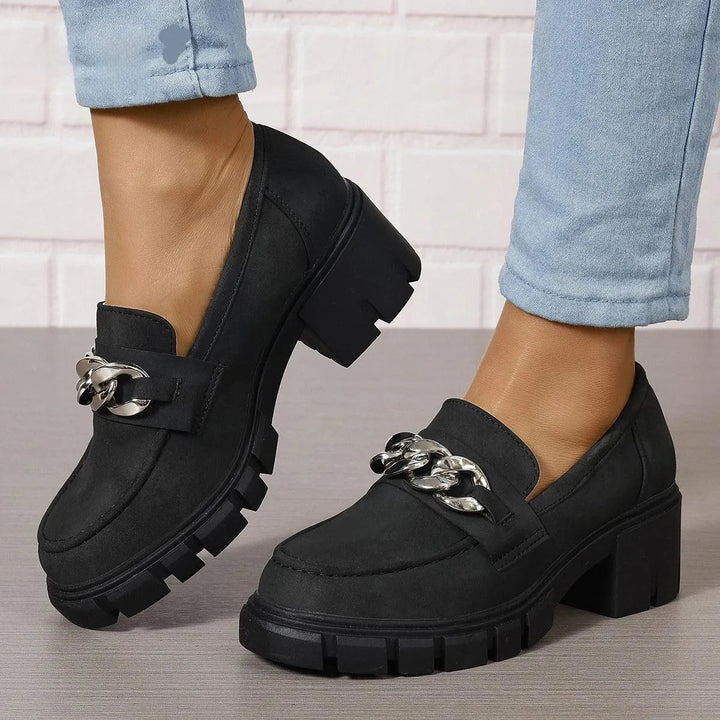 Levoire | Mocassins pour femmes à talons hauts et chaîne