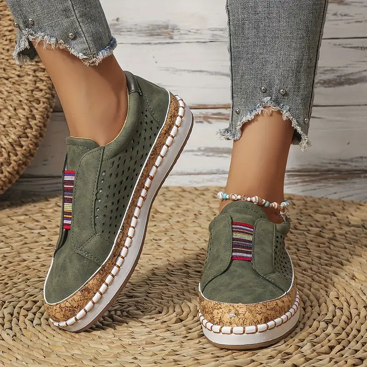 Levoire | Mocassins Légers À Détails Élastiques Pour Femmes vert olive