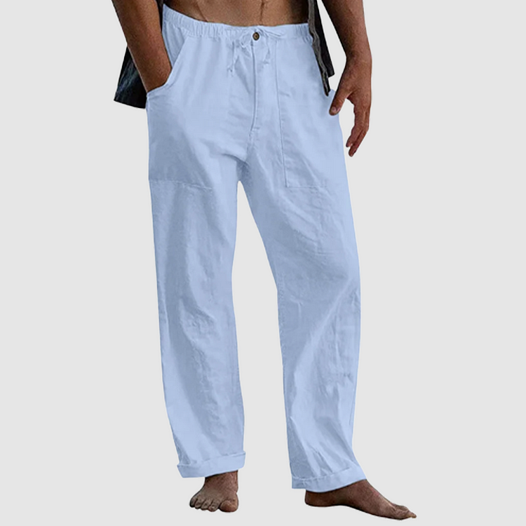 Levoire | Détente Ajustement Pantalons Légers En Lin Pour Hommes Bleu clair