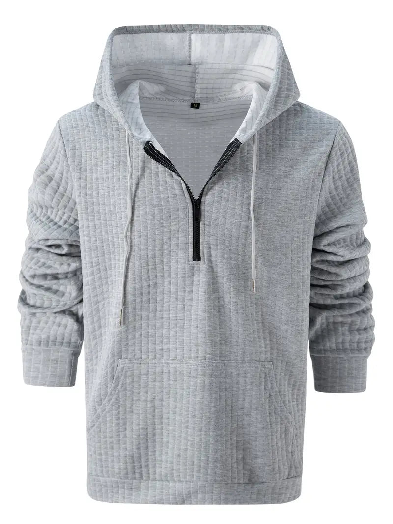 Levoire | Sweat à capuche zippé mi-long à manches longues avec poches Gris clair