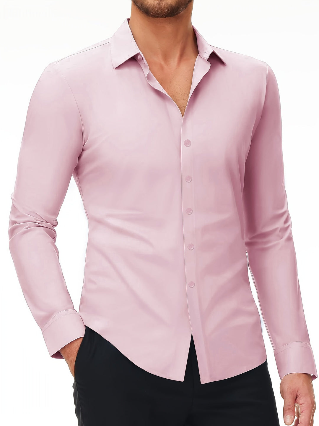 Levoire | Slim Fit Chemise En Coton Stretch Couleur rose