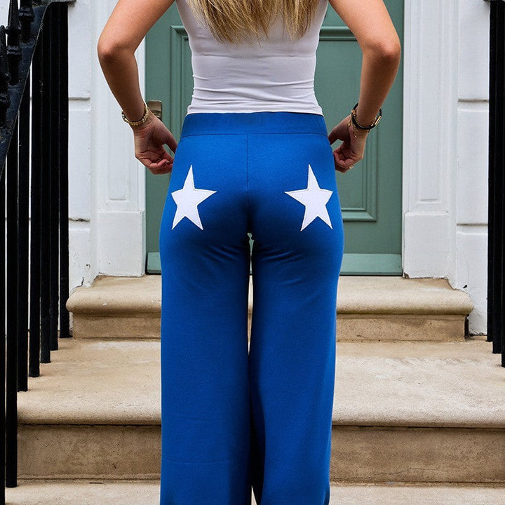 Levoire | Pantalon De Jogging À Jambes Larges Et Imprimé Étoiles Pour Femmes Bleu clair