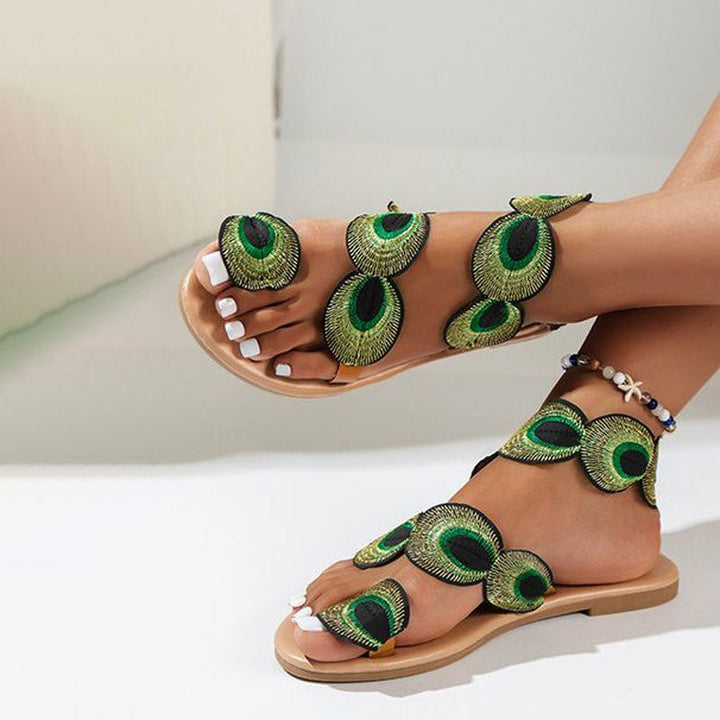 Levoire | Sandales Ouvertes Avec Détails Verts Pour Femmes Vert