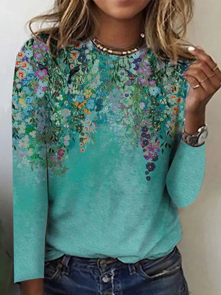 Levoire | shirt à manches longues à imprimé floral Bleu