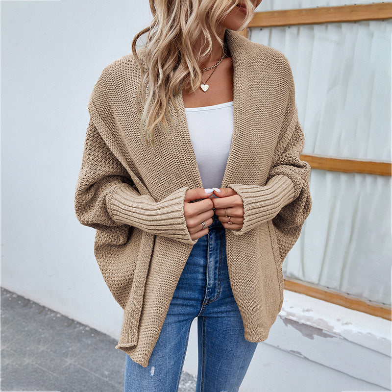 Levoire | Grand Cardigan En Tricot Avec Des Manches Chauve-Souris, Automne/ Kaki