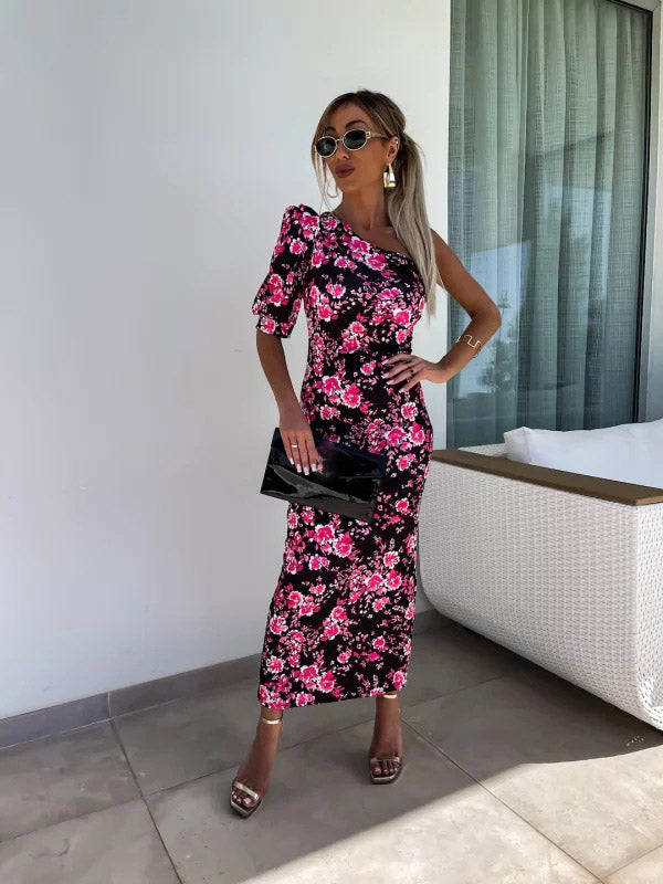 Levoire | Robe Femme Avec Motif Floral Noir