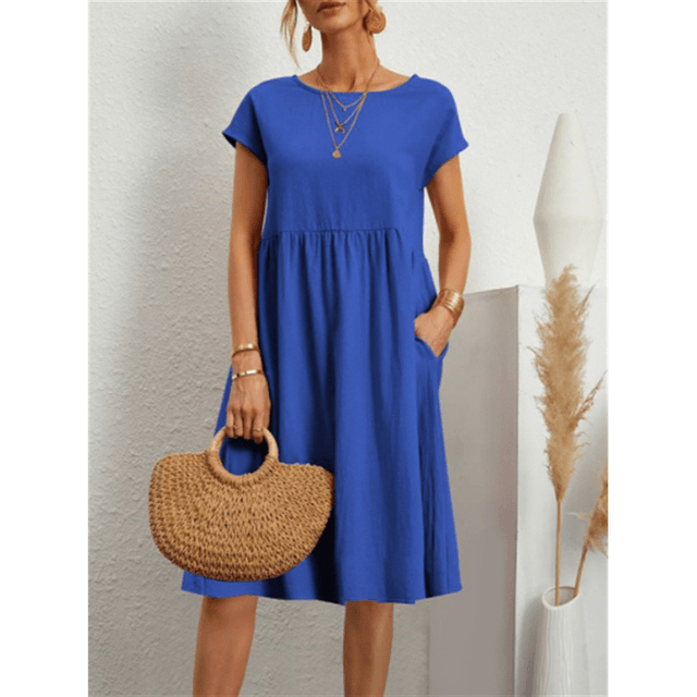 Levoire | Robe Midi En Coton Lin Pour Femmes Bleu