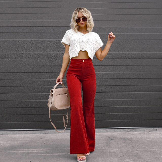Levoire | Pantalon Évasé Confortable Et Élégant Bordeaux