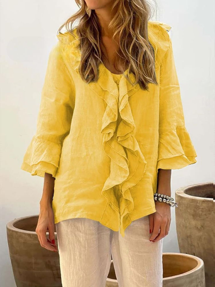 Levoire | Chemisier de loisir à fronces pour femmes Hauts Jaune
