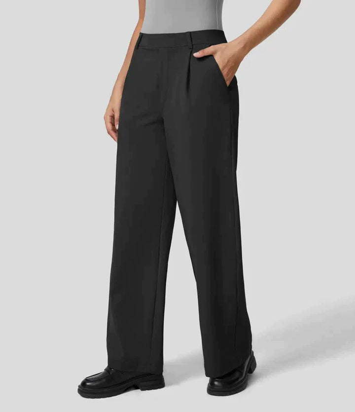 Levoire | Pantalon Palazzo Évasé Taille Haute Pour Femmes Noir