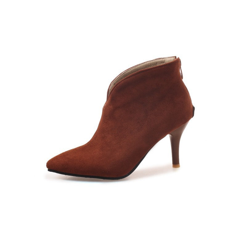 Levoire | Bottines Stiletto En Daim Pour Femmes Avec Fermetures Éclair À L'Arrière