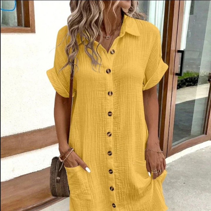 Levoire | Robe D'Été Légère Avec Boutonnières Jaune
