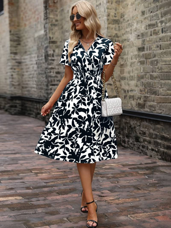 Levoire | Robe Portefeuille À Manches Courtes Avec Motif Floral