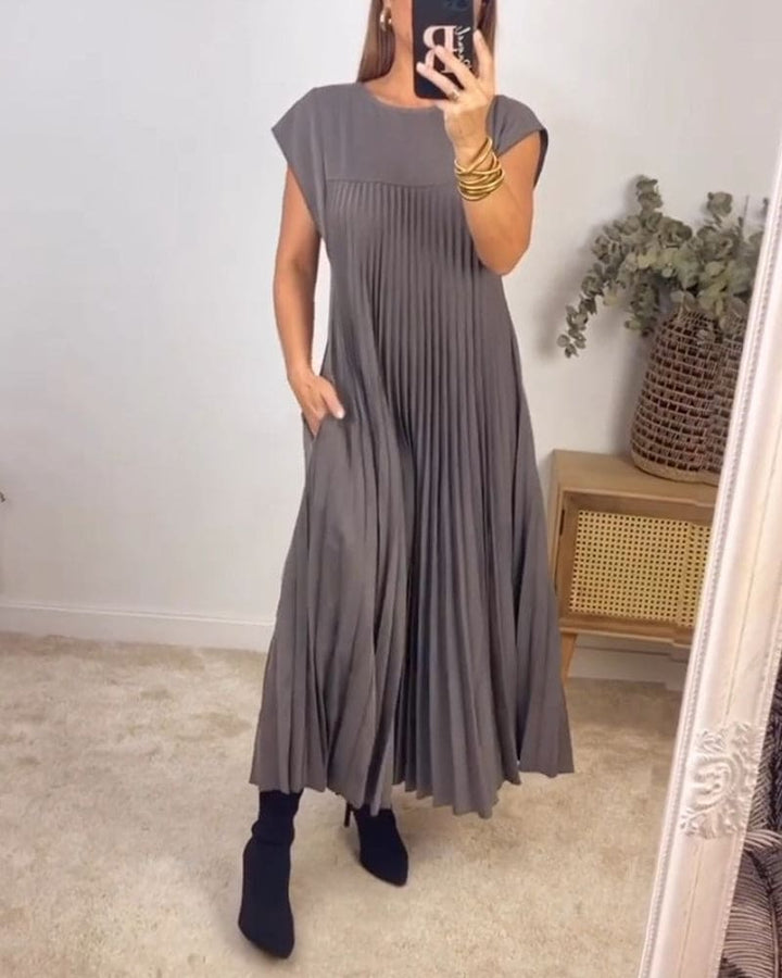 Levoire | Robe Unie Sans Manches Froncée Gris