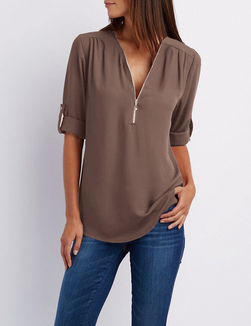 Levoire | Chic Manque Trois Quarts Blouse Braun