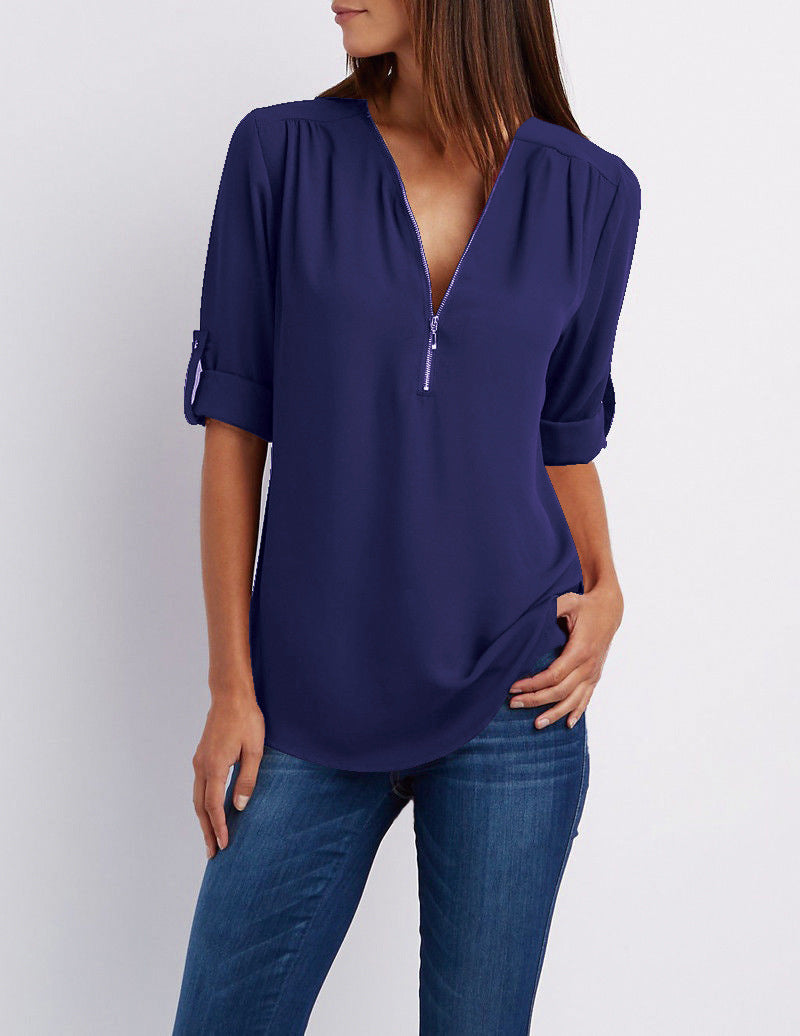 Levoire | Chic Manque Trois Quarts Blouse Marine bleu