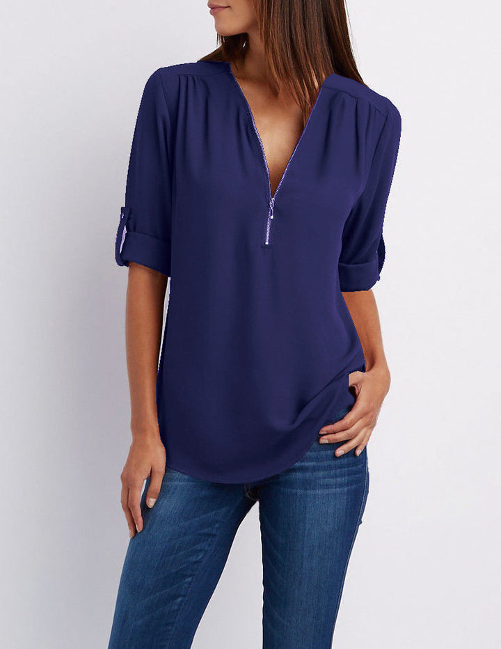 Levoire | Half Zip Blouse Marine bleu