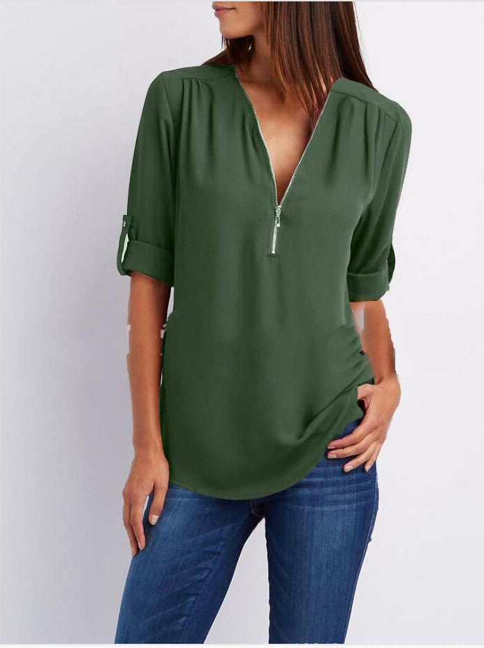 Levoire | Half Zip Blouse Vert