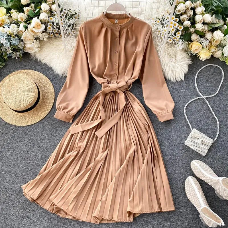 Levoire | Robe ajustée avec col montant Khaki Une taille
