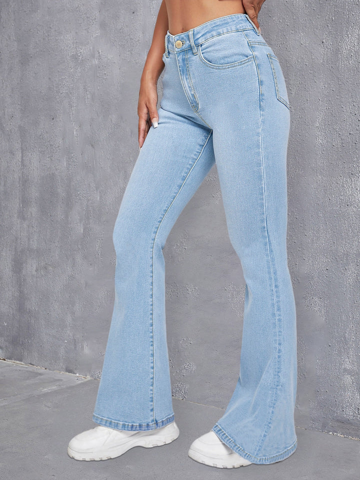 Levoire | Jeans Slim Fit Flare Bleus Avec Haute Élastique