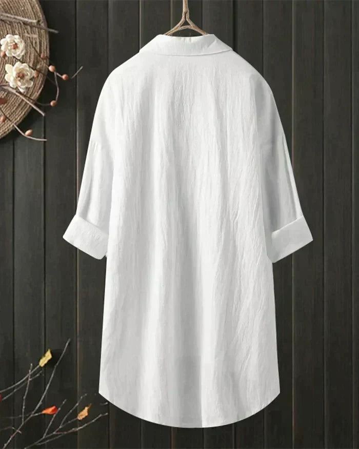 Levoire | T-Shirt En Lin À Manches Longues Et Boutons Pour Le Printemps