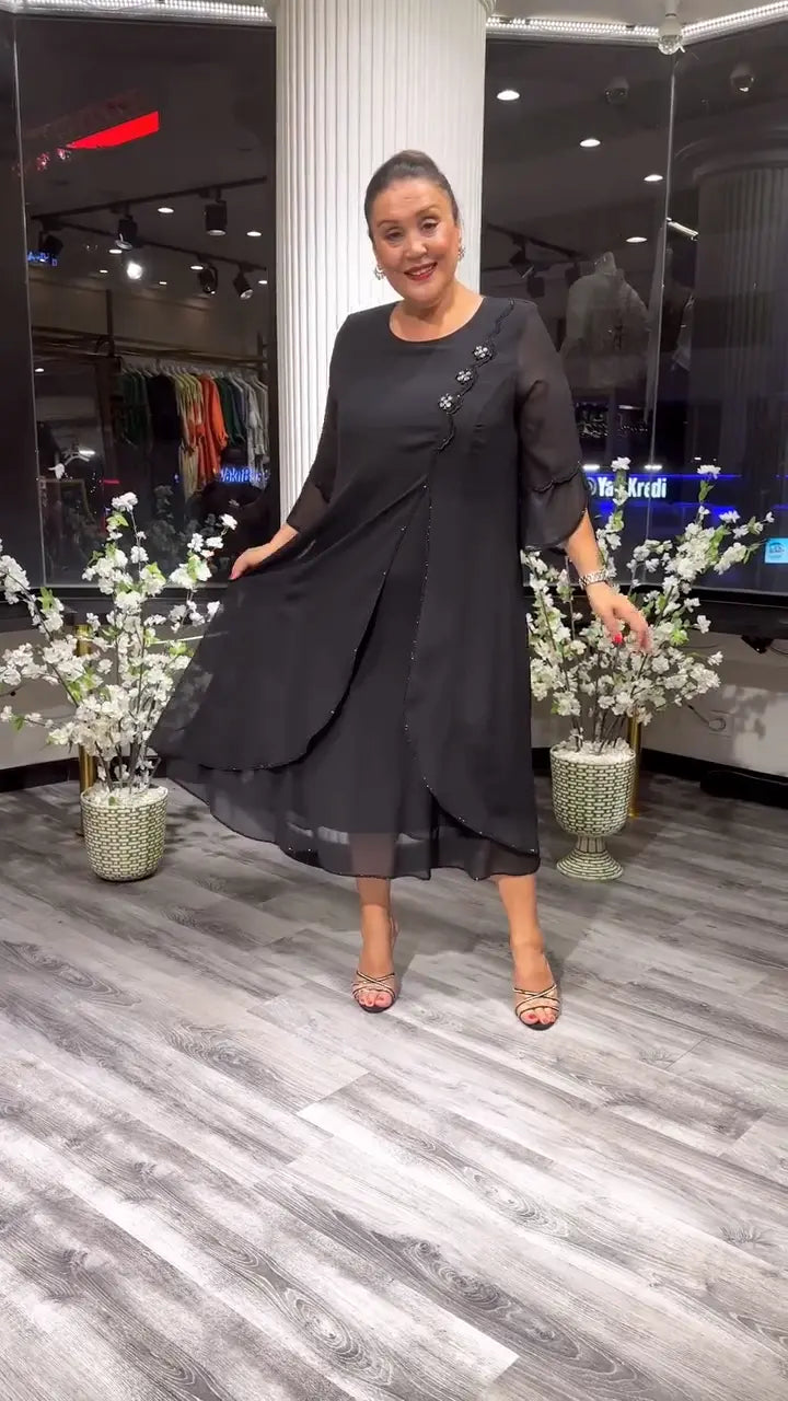 Levoire | Femmes Robe Chiffon Évasée Unie