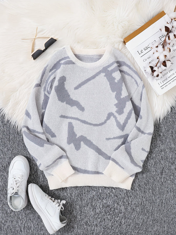Levoire | Pull Homme Stylé Avec Impression Graffiti Gris clair