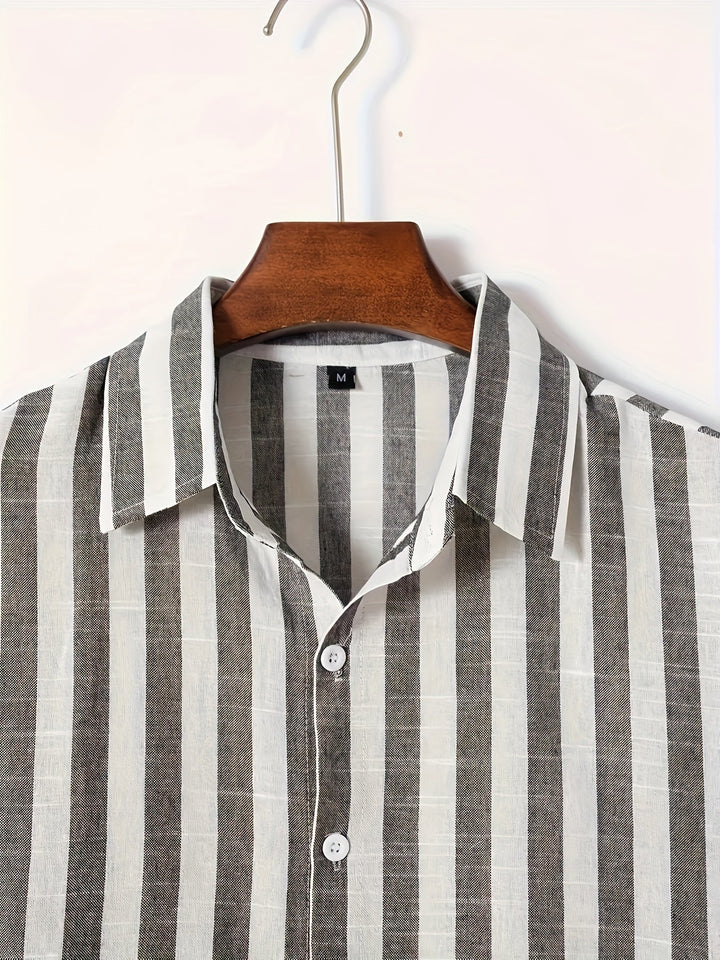 Levoire | Chemise En Coton Lin Rayée Pour Hommes