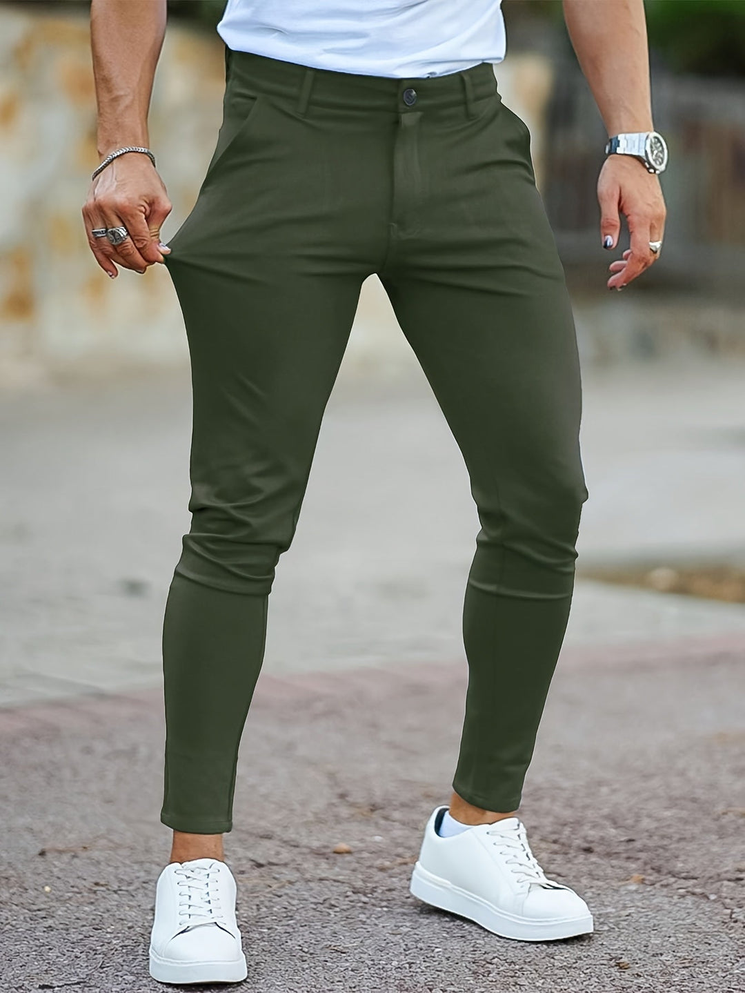 Levoire | Rennon Skinny Fit Chino Avec Une Flexibilité D'Usage Moyen Et Un Design Uni
