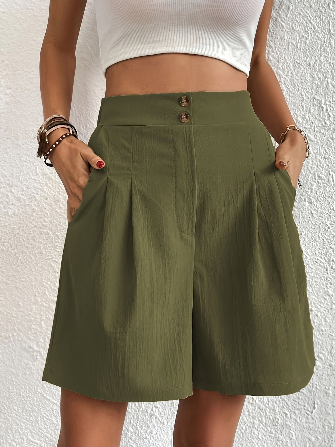 Levoire | Pantalon Court En Coton Vert olive