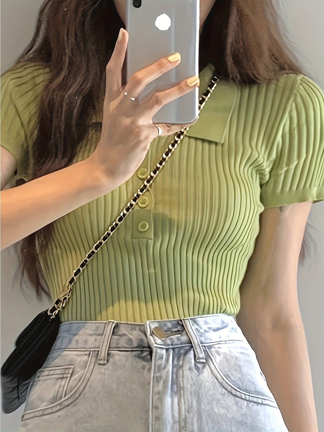 Levoire | Polo En Tricot À Détails En Matière Synthétique Pour Femmes Mia Matcha