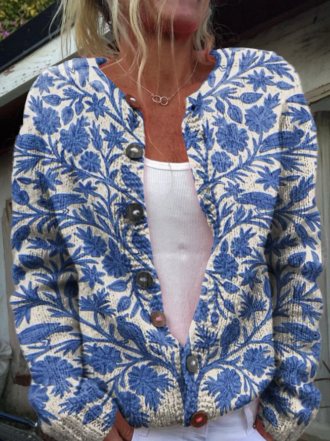 Levoire | Cardigan Avec Imprimé Floral Bleu