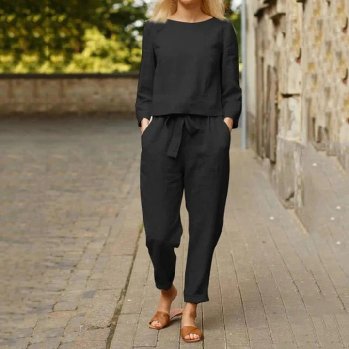 Levoire | Ensemble En Lin Deux Pièces Pour Des Moments D'Été Élégants Noir