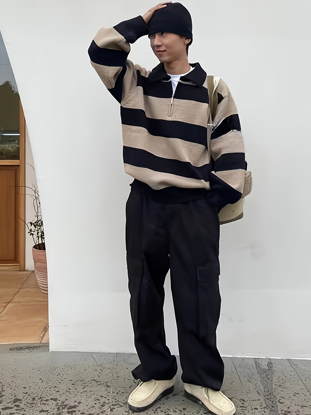 Levoire | Pull À Col Rond Tricoté À Rayures Pour Homme Avec Une Coupe Décontractée Couleur de mélange