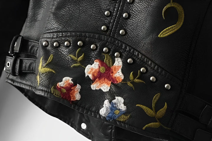 Levoire | Veste en cuir avec broderie de fleurs