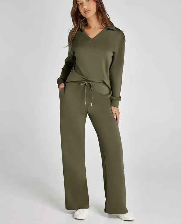 Levoire | Deux Pièces Ensemble En Velours Magnifique Vert armée