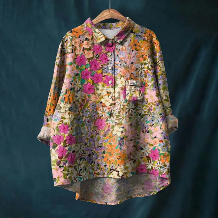 Levoire | Chemisier À Manches Longues À Col Vintage Pour - Femmes - Poches Rouge